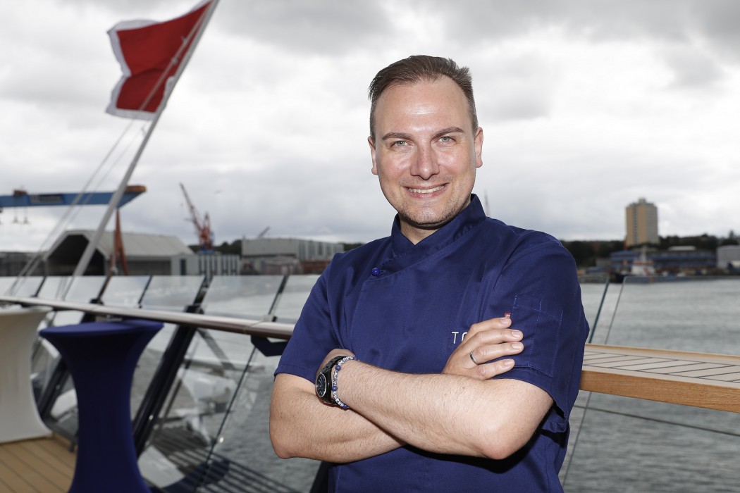 Prominenter Mein Schiff 5 Taufgast: Tim Raue (Photo by Franziska Krug/Getty Images for TUI Cruises)